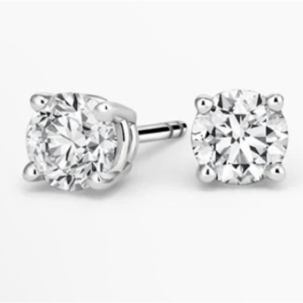 Moissanite .25 Carats & 925 Sterling Silver Push Back Stud Earrings